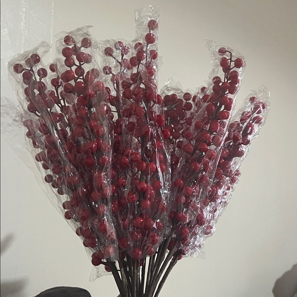 22 Pcs Berry Stems 26 Inch Red Picks - Picture 9 of 9
